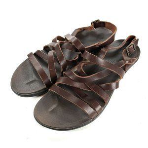 Olukai 'Awe 'Awe Brown Leather Slingback Sandals